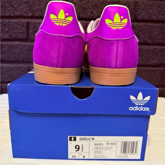 Adidas Originals Gazelle Purple Burst/Solar Yellow/Off White Womens Sz 9.5 - Picture 3 of 8